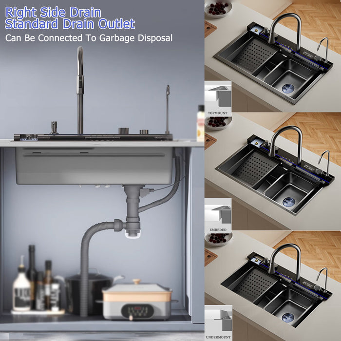Double Waterfall Sink with 4-Way Faucet System - Modura Sinks