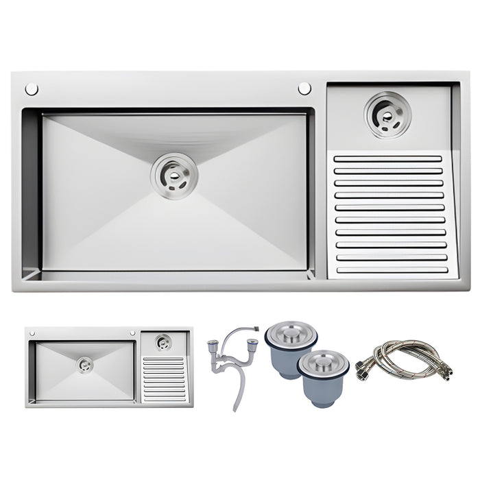 Washboard Laundry Utility Sink with Built-In Drainboard - Modura Sinks