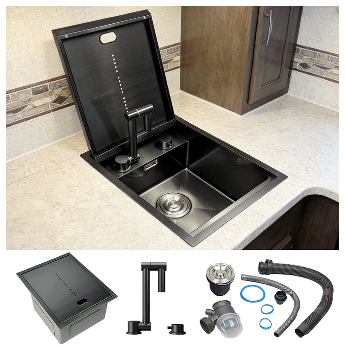 RV Kitchen Sink with Folding Faucet