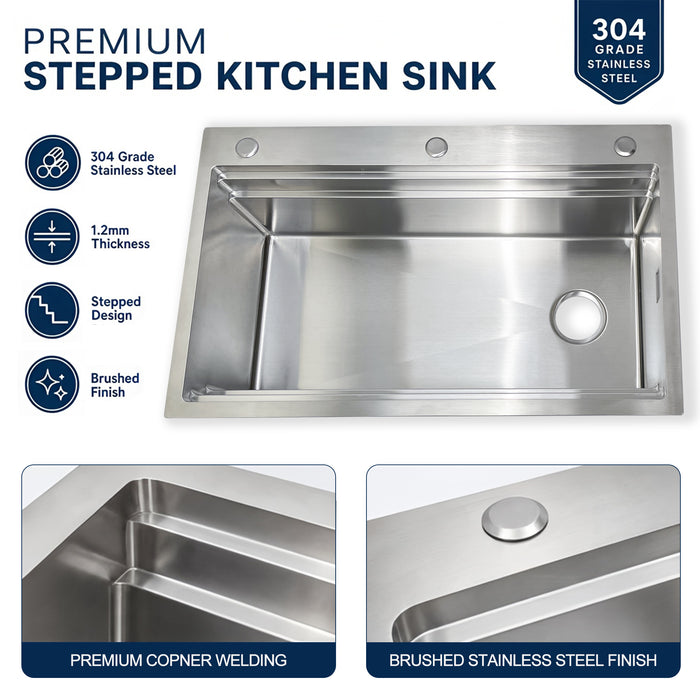 Workstation Kitchen Sink, Double Tier – Top Mount