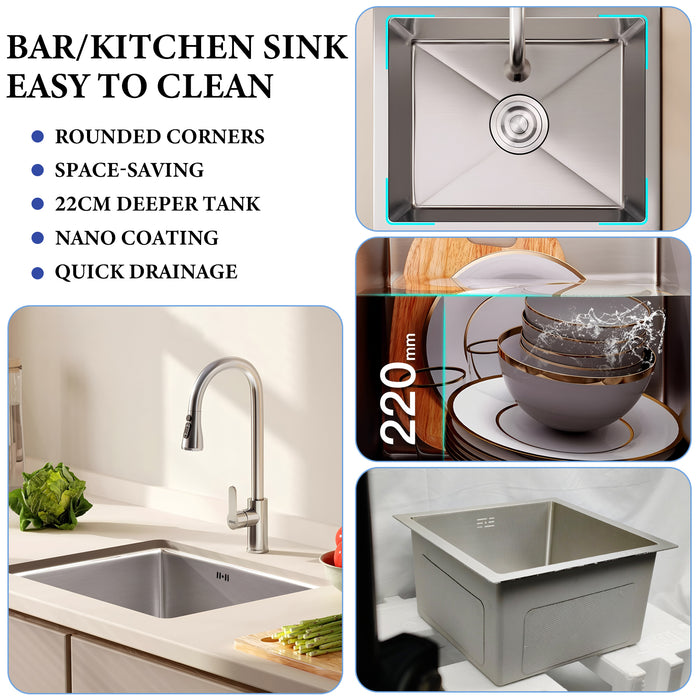 Rectangular Kitchen Sink 22 inch Silver - Modura Sinks