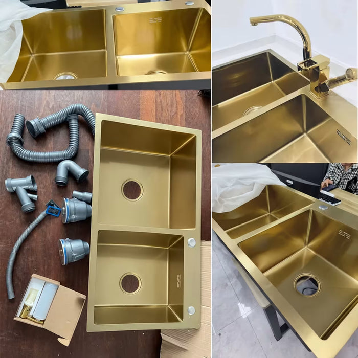 Gold Double Bowl Sink - Modura Sinks