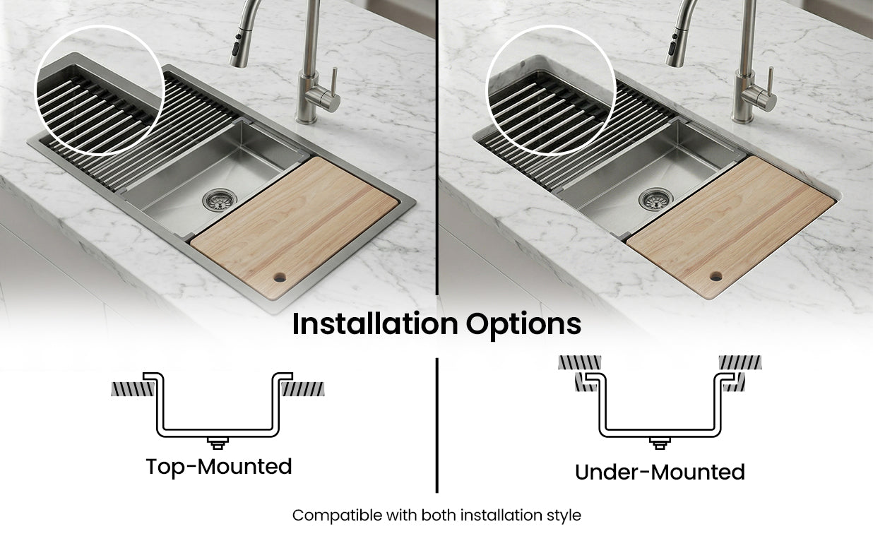 Silver Textured Stainless Steel Sink 35 inch undermount