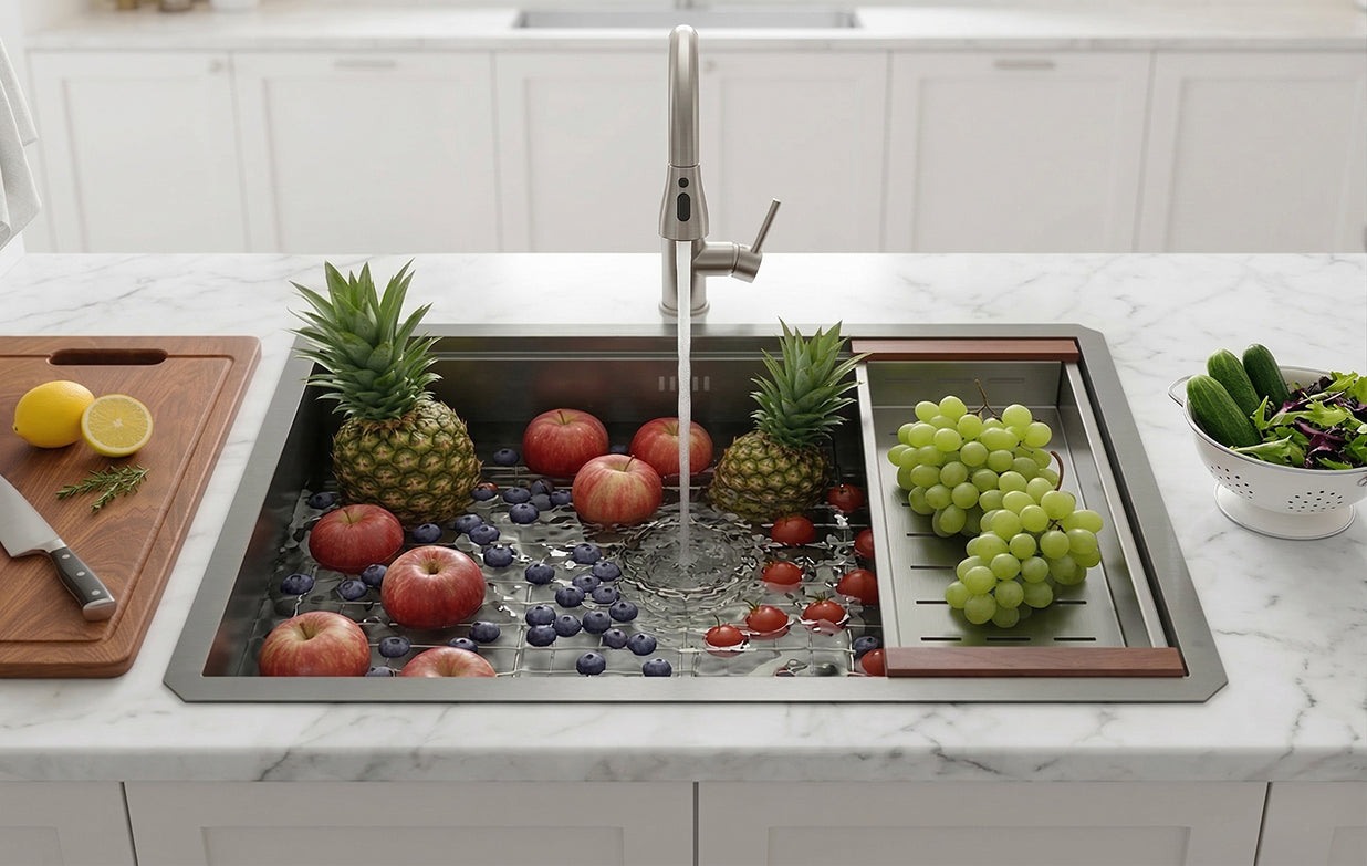 Beveled Corner Workstation Sink for prep and washing