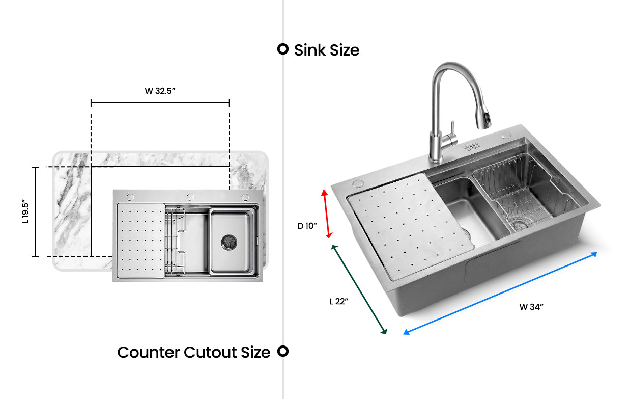 Silver Double-Step Workstation Sink for modern kitchens