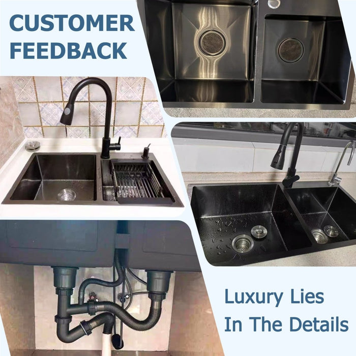 Black Double Bowl Kitchen Sink - Modura Sinks