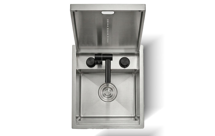 Silver 17.7 inch sink with foldable faucet