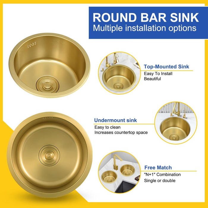 Gold Round Bowl Sink - Modura Sinks