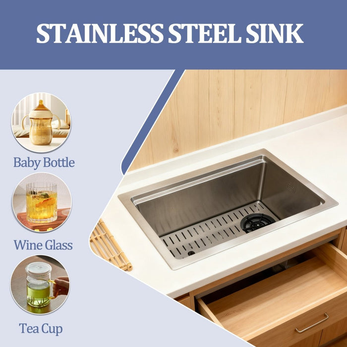 Kitchen Sink 19 inch Silver with Cup Rinser - Modura Sinks