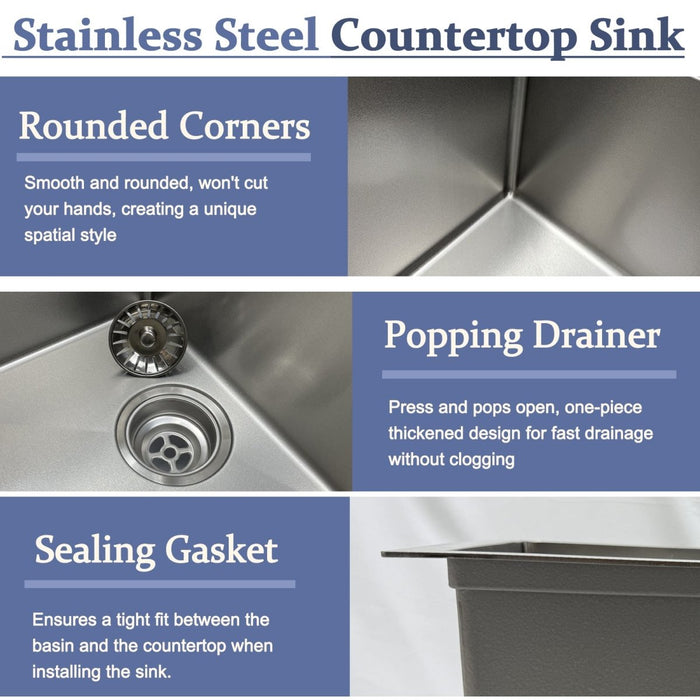 Kitchen Sink 19 inch Silver with Cup Rinser - Modura Sinks