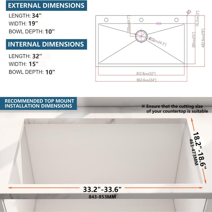 Kitchen Sink with Faucet & Glass Rinser - Modura Sinks