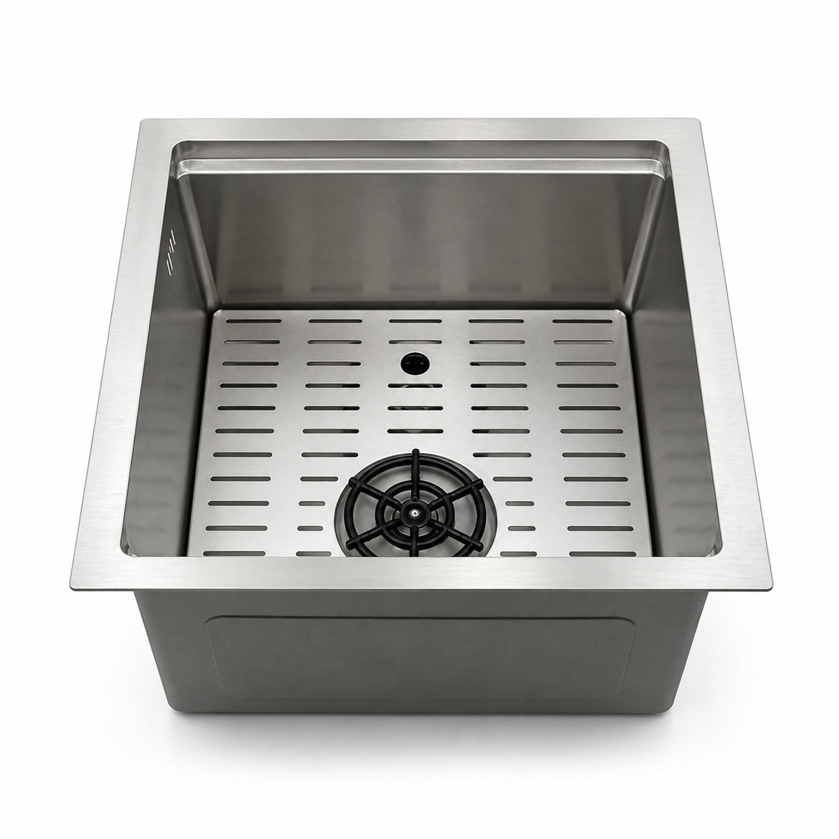 Silver Square Sink with Cup Rinser - Modura Sinks