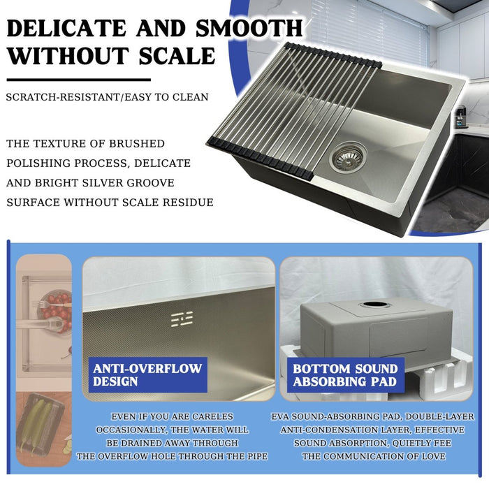 Rectangular Kitchen Sink 22 inch Silver - Modura Sinks