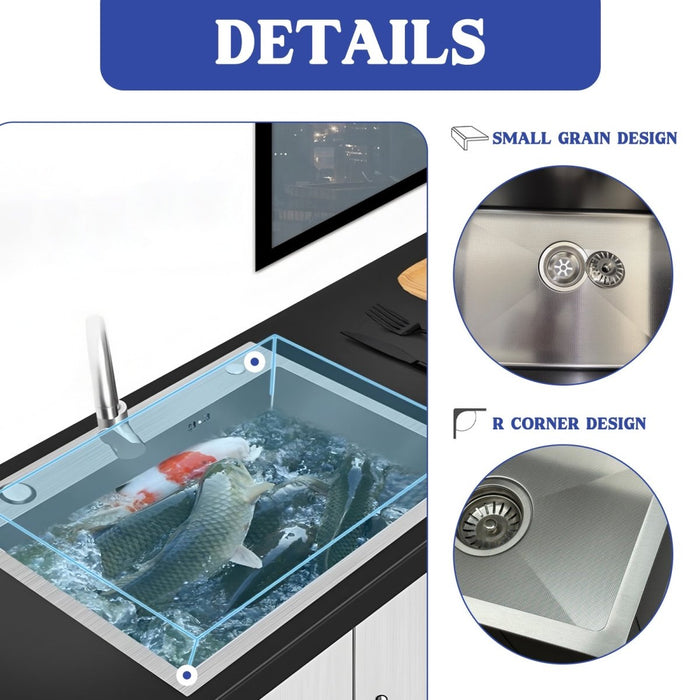 Silver Sink With Drying Rack - Modura Sinks