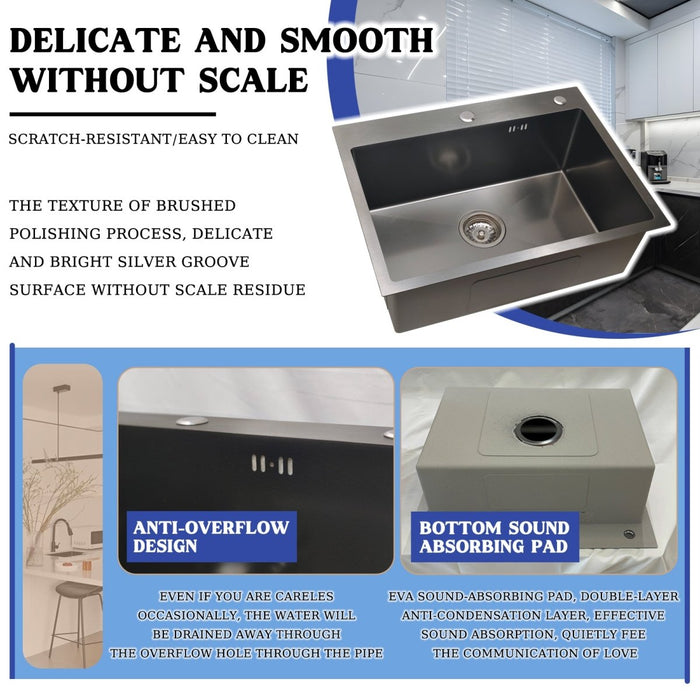 Silver Sink With Drying Rack - Modura Sinks