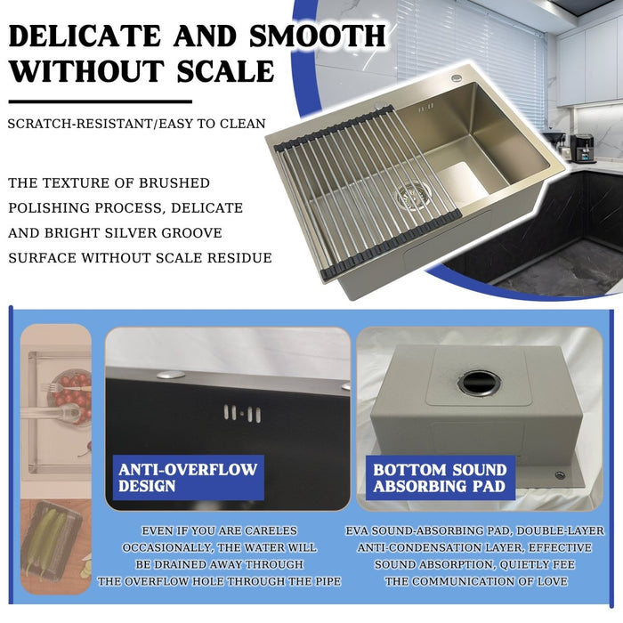 Silver Sink With Drying Rack - Modura Sinks