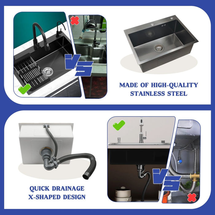 Silver Sink With Drying Rack - Modura Sinks