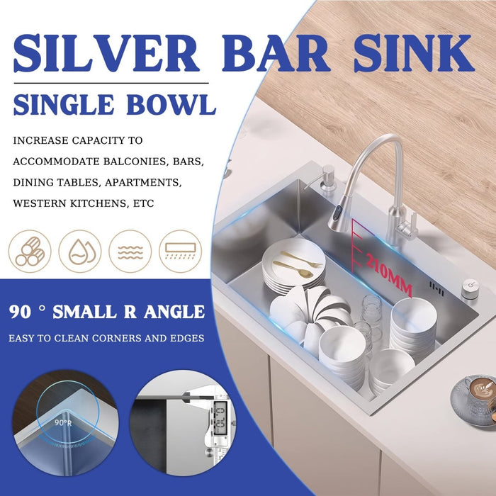 Silver Sink With Drying Rack - Modura Sinks