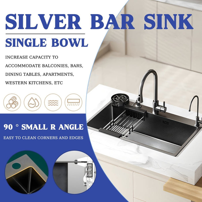 Silver Sink With Drying Rack - Modura Sinks