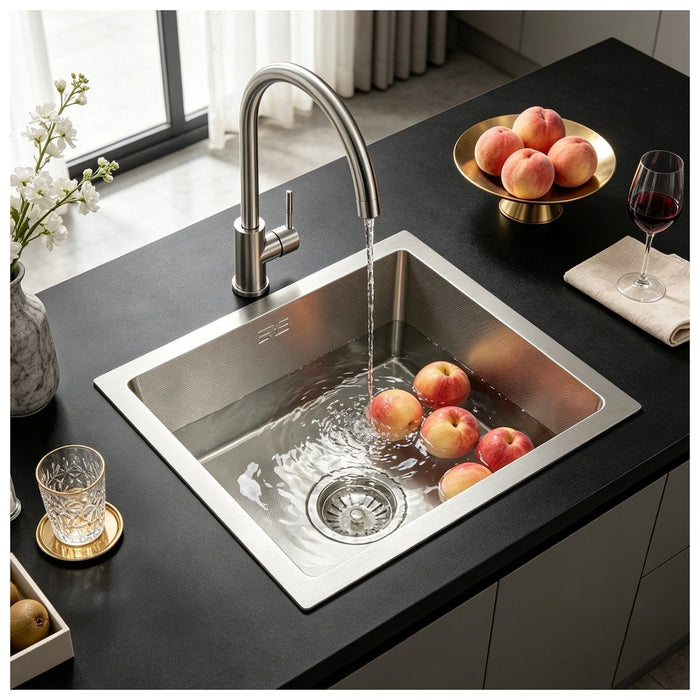 Square Kitchen Sink 15 inch Silver - Modura Sinks