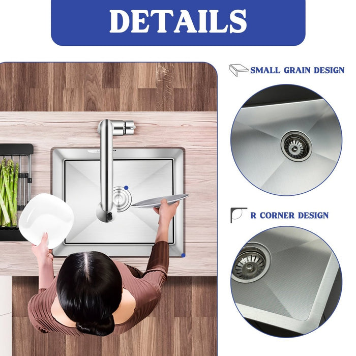 Square Kitchen Sink 15 inch Silver - Modura Sinks