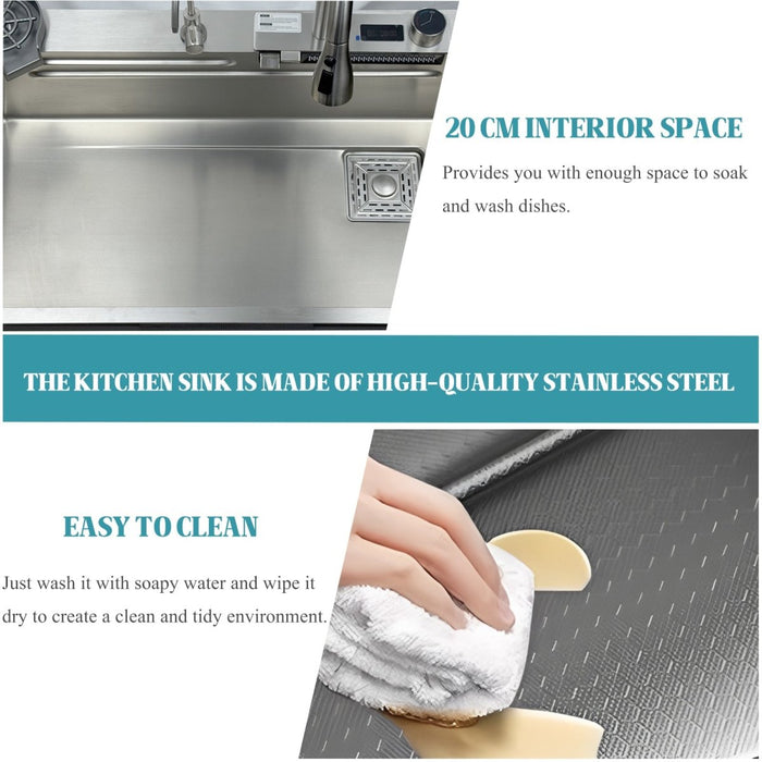 Waterfall Workstation Kitchen Sink with Digital Display & Pull-Out Faucet - Modura Sinks