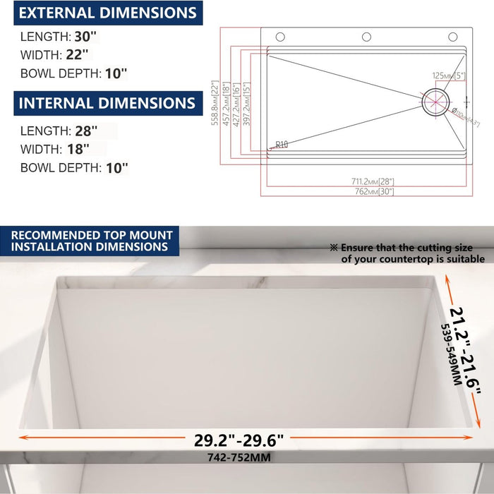 Workstation Kitchen Sink, Double Tier – Top Mount - Modura Sinks