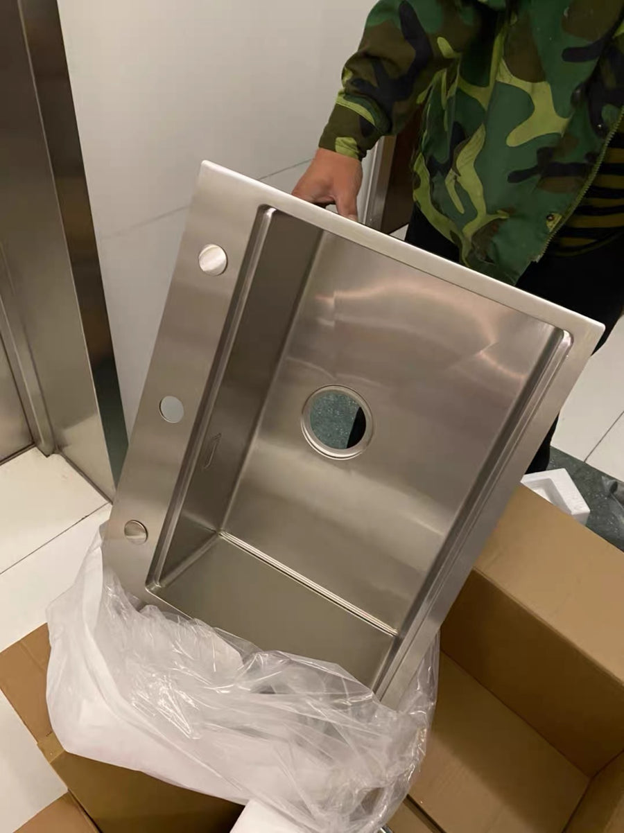 Silver Double-Step Workstation Sink
