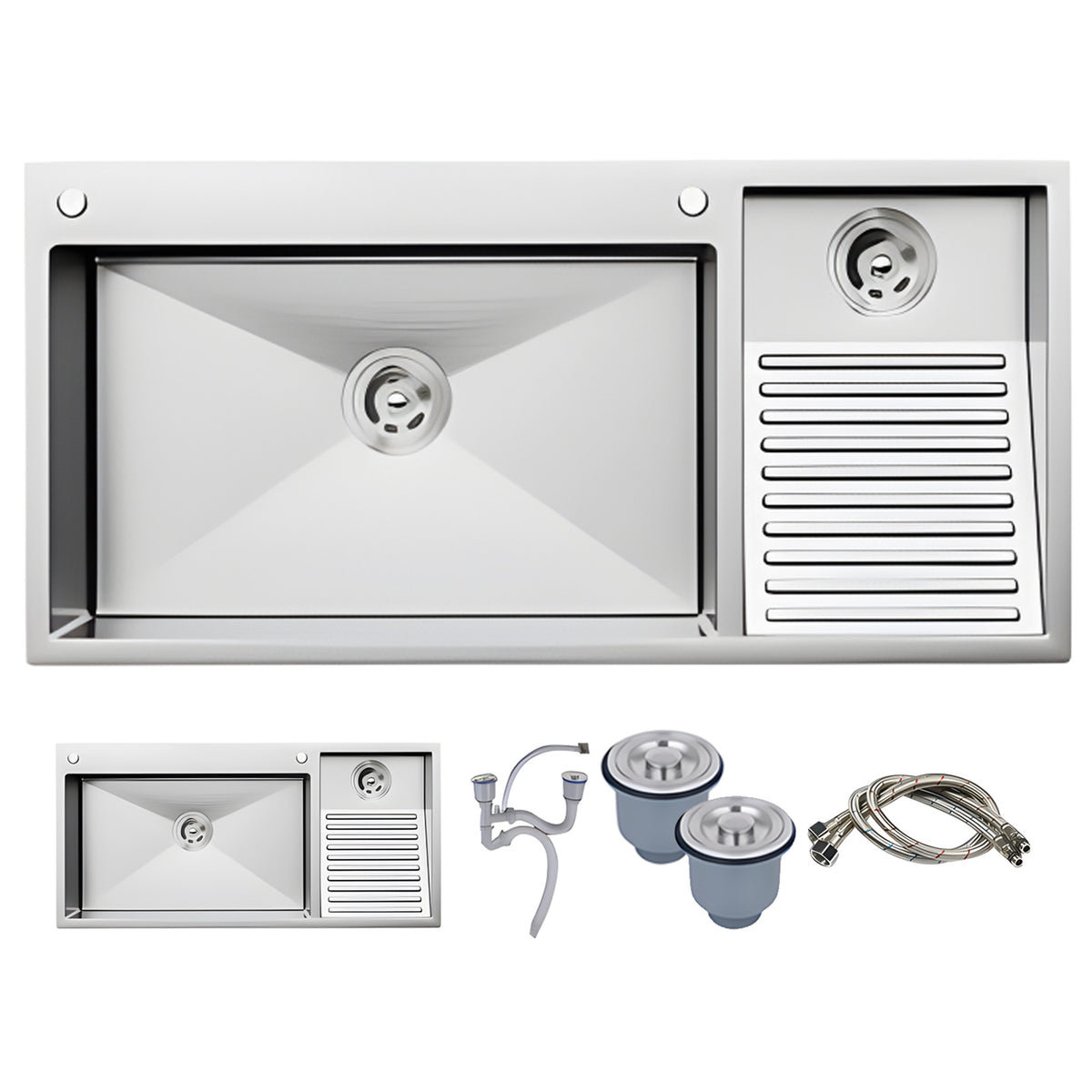 Washboard Laundry Utility Sink with Built-In Drainboard - Modura Sinks