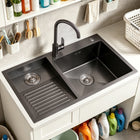 Washboard Laundry Utility Sink with Built-In Drainboard