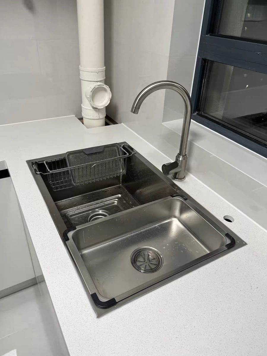 Silver Textured Stainless Steel Sink