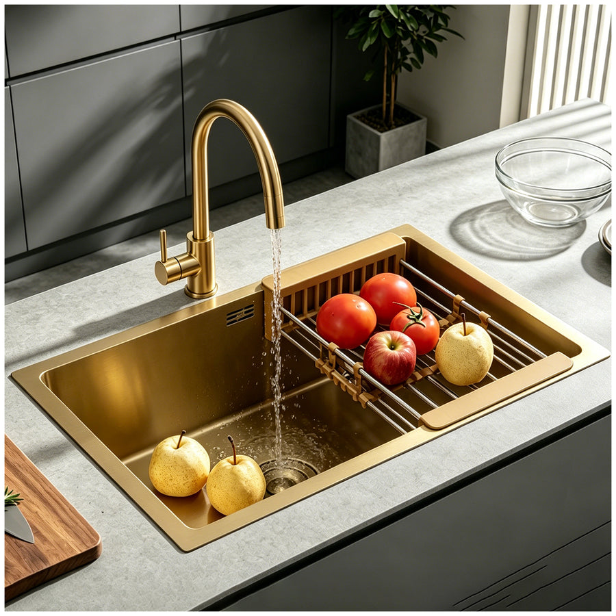Gold Rectangular Kitchen Sink