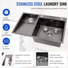 Washboard Laundry Utility Sink with Built-In Drainboard