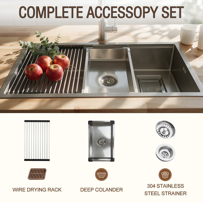 Kitchen Sink, Textured Stainless Steel – Colander & Rack Included