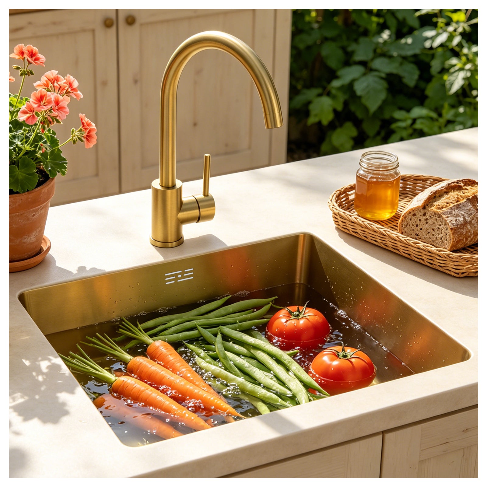 Gold Rectangular Kitchen Sink