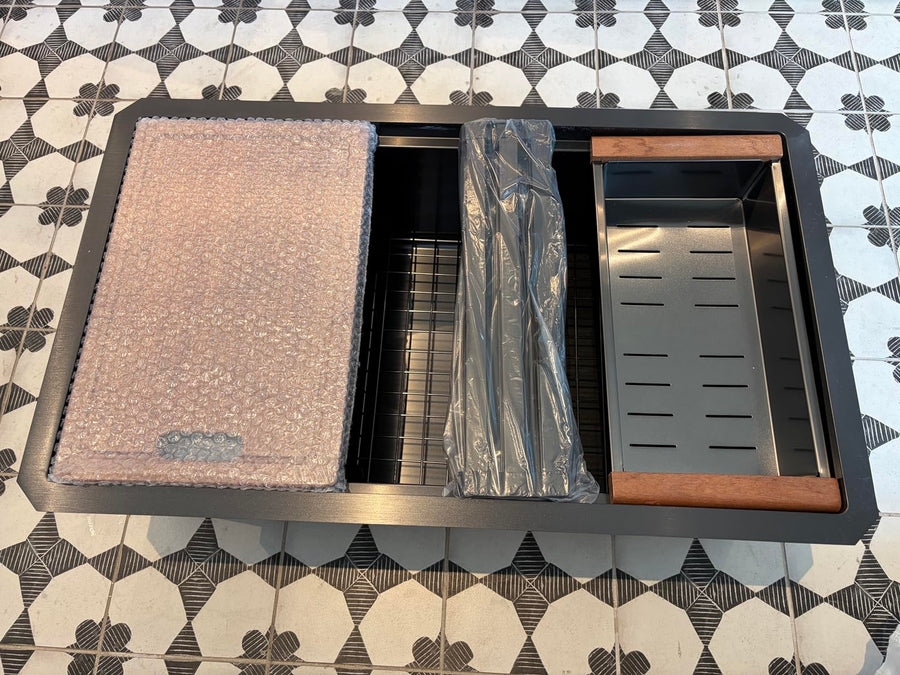 Beveled Corner Workstation Sink