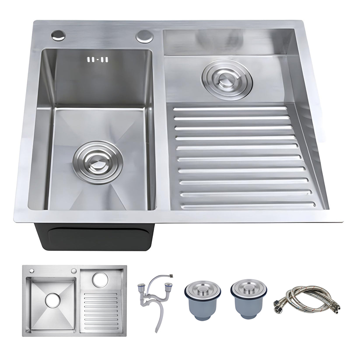 Washboard Laundry Utility Sink with Built-In Drainboard