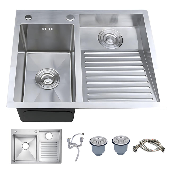 Washboard Laundry Utility Sink with Built-In Drainboard