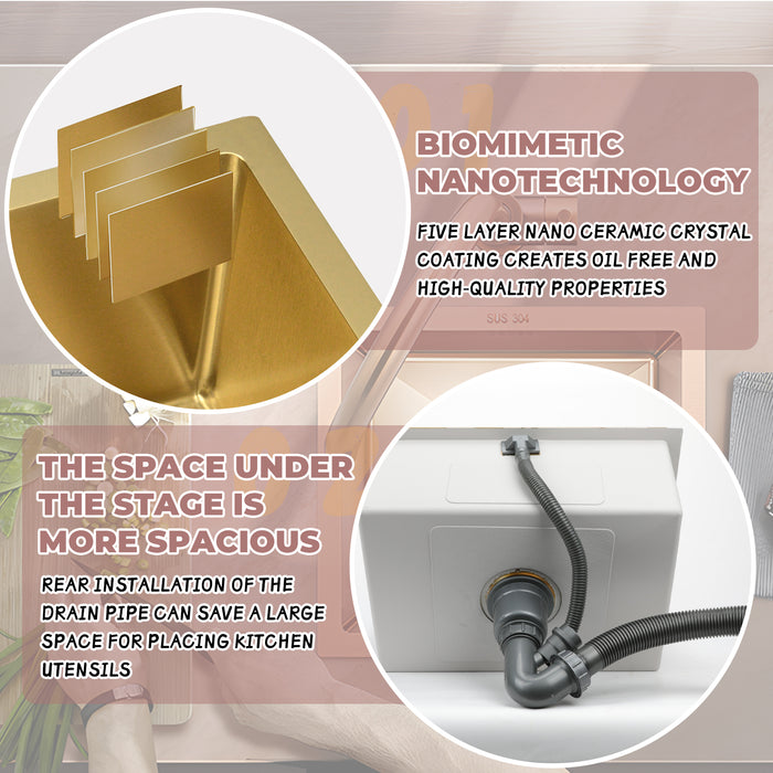 Gold Rectangular Kitchen Sink