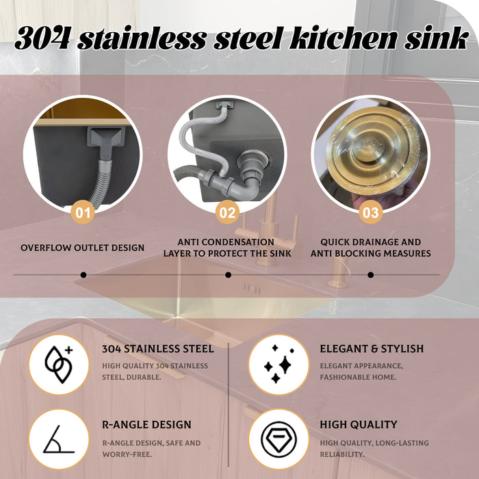 Gold Rectangular Kitchen Sink