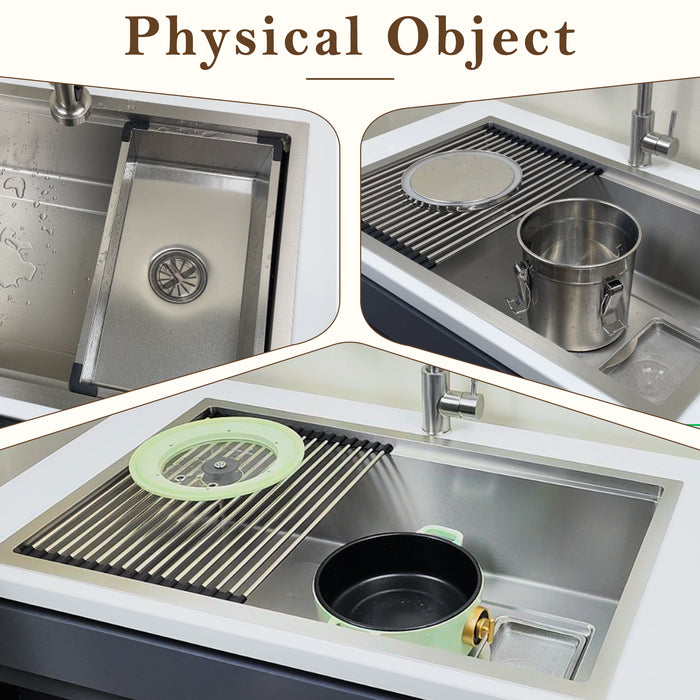 Kitchen Sink, Textured Stainless Steel – Colander & Rack Included