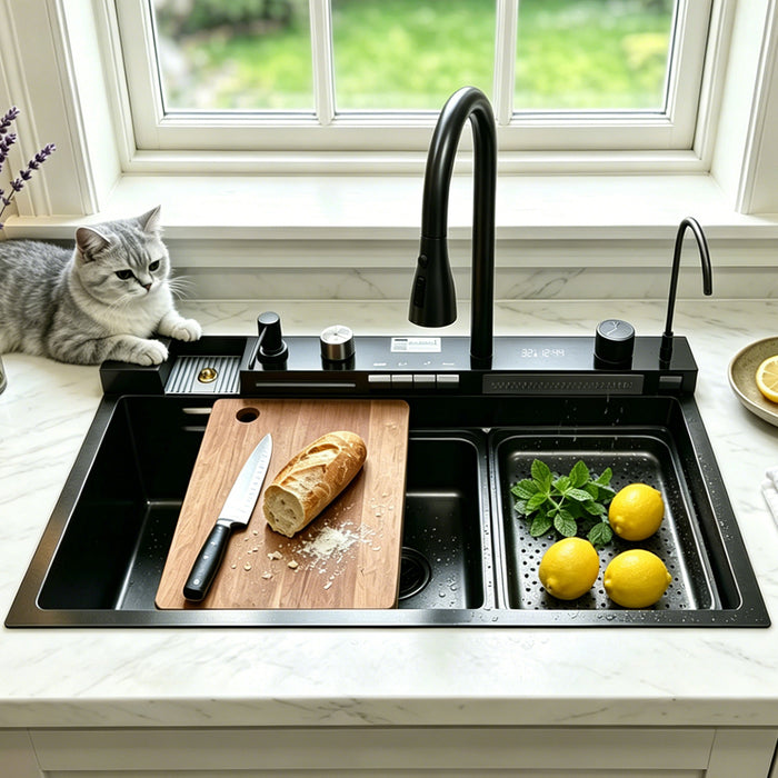 Double Waterfall Sink with 4-Way Faucet System - Modura Sinks