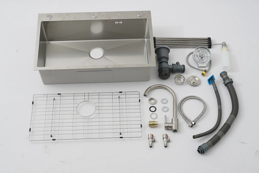 Kitchen Sink with Faucet & Glass Rinser