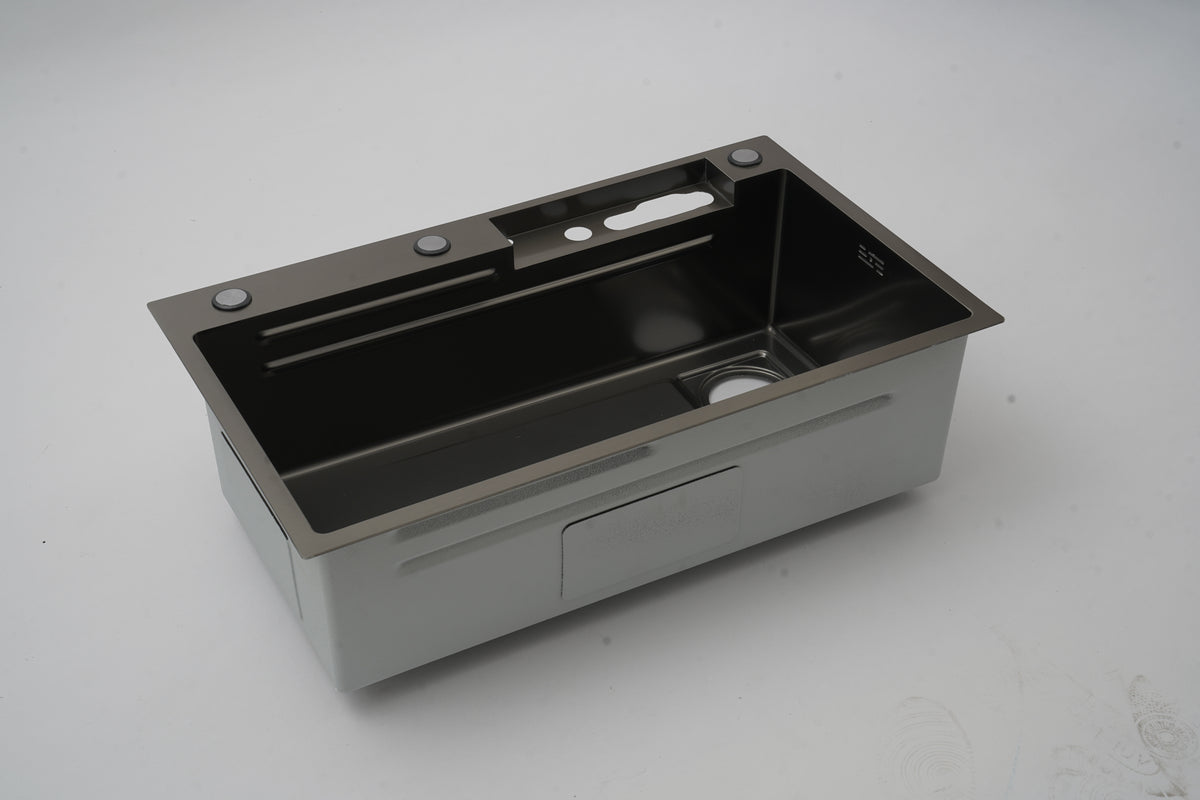Waterfall Workstation Kitchen Sink with Digital Display & Pull-Out Faucet