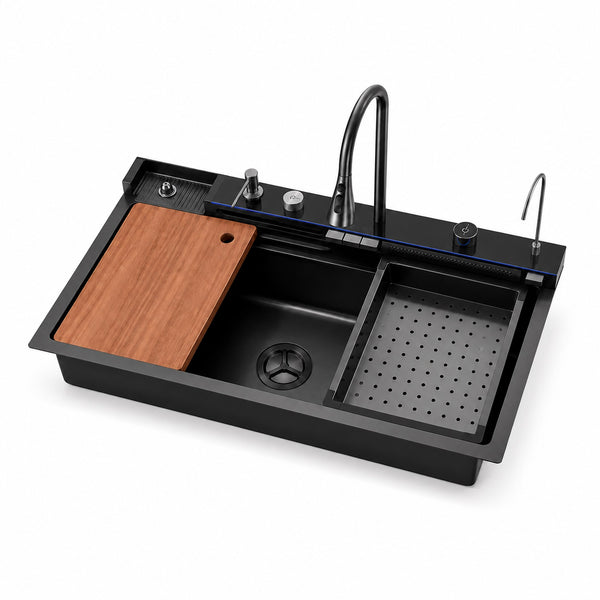Double Waterfall Sink with 4-Way Faucet System