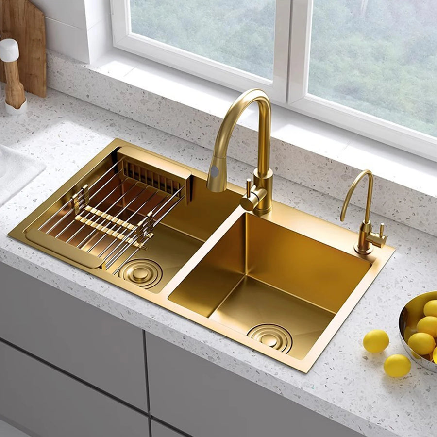 Gold Double Bowl Sink