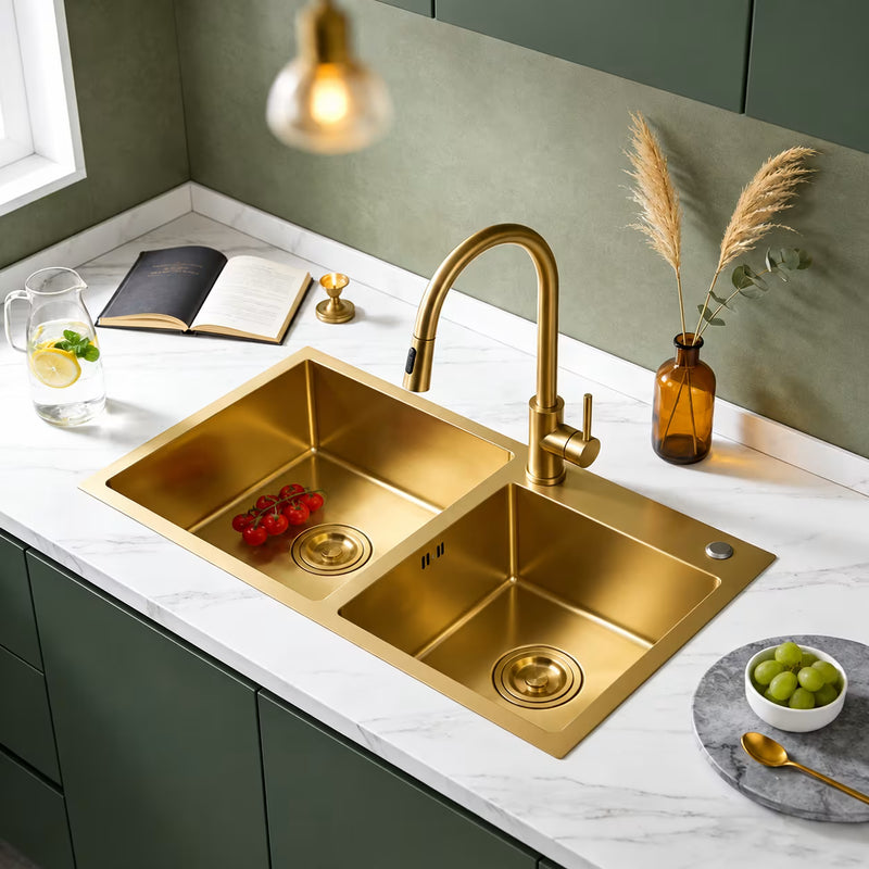 Gold Double Bowl Sink - Modura Sinks