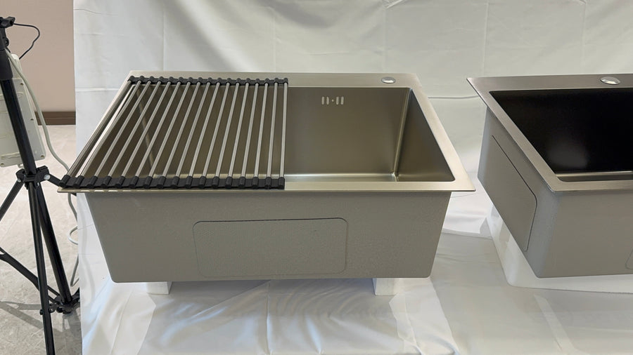 Silver Sink With Drying Rack