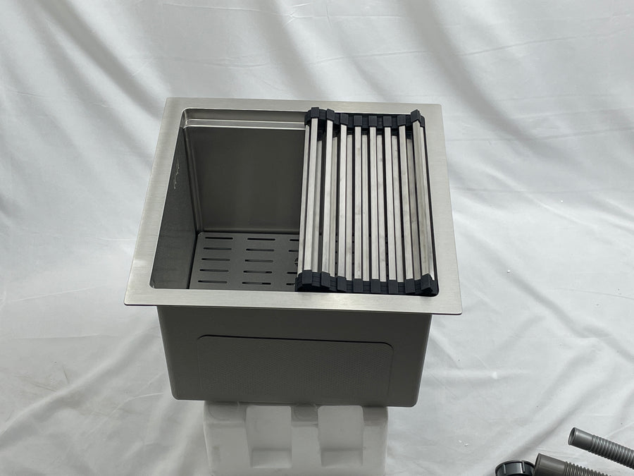 Silver Square Sink with Cup Rinser