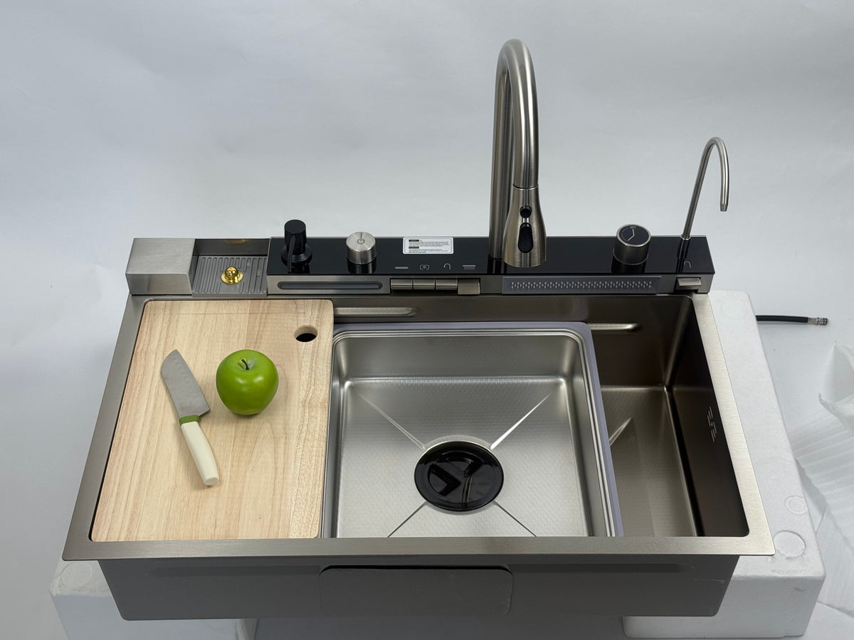 Double Waterfall Sink with 4-Way Faucet System